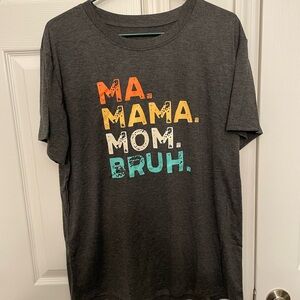 Gray and Orange Short Sleeve Tee with Graphic Text